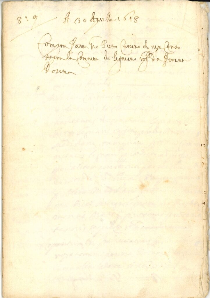 Istrumento di vendita di un censo e reddito di £ trecentosessanta imperiali all’anno fatto dalla Comunità di Legnano a Gio. Pietro Carcano fu Giulio.