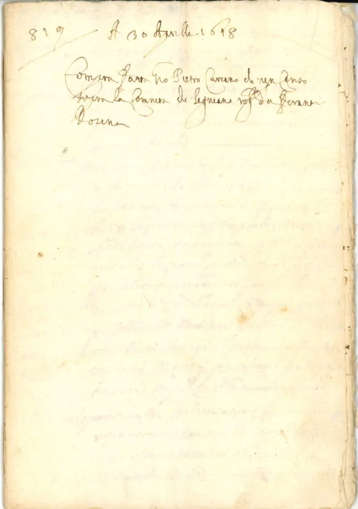 Istrumento di vendita di un censo e reddito di £ trecentosessanta imperiali all’anno fatto dalla Comunità di Legnano a Gio. Pietro Carcano fu Giulio.